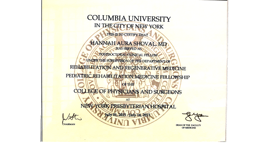 Columbia Fellowship Diploma