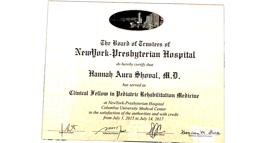 NYP/Columbia Fellowship Diploma